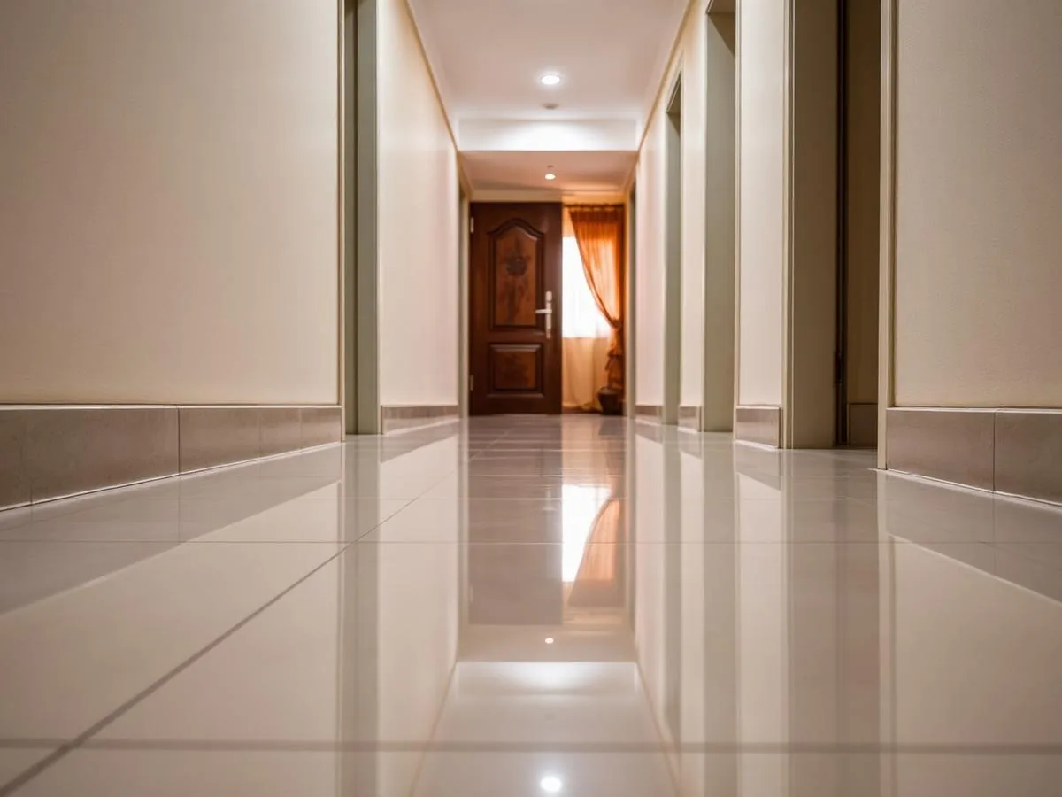 Polished floor after home deep cleaning 